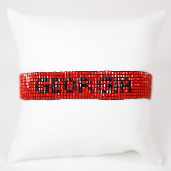 Seed Beaded GEORGIA BULLDOGS College Football Tassel Drop Pull To Fit Bracelet - Picture 2 of 5